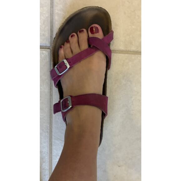 Birkenstock Purple Suede Mayari Oiled Leather Sandals Womens 9-9.5 Fuchsia Boho - Picture 12 of 12